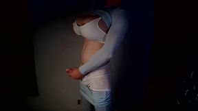 Femboy with huge tits masterbating