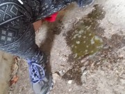 Releasing My Golden Nectar At The Bottom Of Some Creepy Stairs