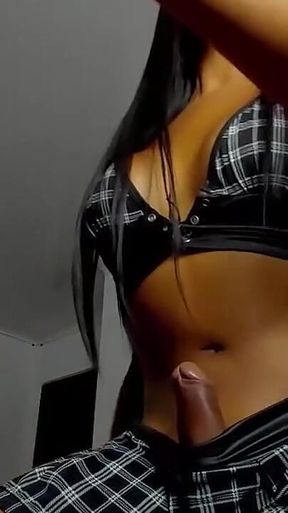 Transgender Beauty Carmina Khourmy Passionately Strokes Her Dick!