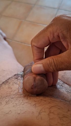 Solo stroking leads to cum