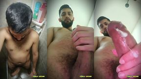 quick jerkoff in the shower with lots of thick, creamy cum falling onto your face