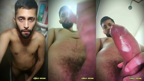 quick jerkoff in the shower with lots of thick, creamy cum falling onto your face