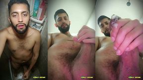 quick jerkoff in the shower with lots of thick, creamy cum falling onto your face