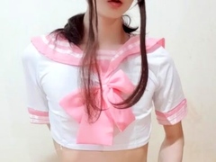 Shemale tranny enjoying solo masturbation