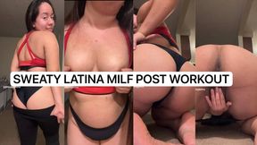 Sweaty Latina MILF Post-Workout Masturbation | Ass & Pussy Spreading | 9 Min