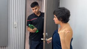 I see my new domicile and I can't resist getting horny, so I ask him to repay him with a hard fuck