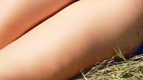 Risqu� MILF flashing her perfect shaved pussy with an anal plug