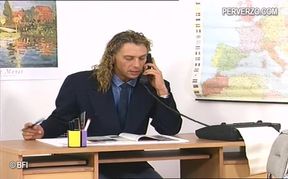 Hot secretary gets spanked and whipped