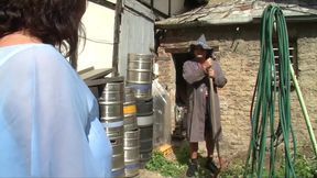 Redhead Milf does outdoor fuck with husband at the farm