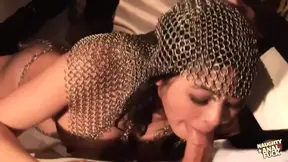 Stage show starts with big natural tits and huge anal toys