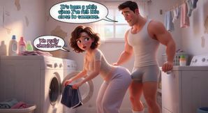 Stepmom's Forbidden Laundry Secret While on the Phone (AI generated)