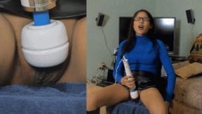 Vibrator sales girl eRica plays with her pussy until she squirts all over!