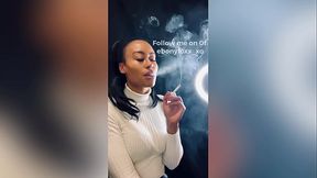 LEAKED: Sexy smoking model Ebony Foxx sensually smoking an all white cigarette