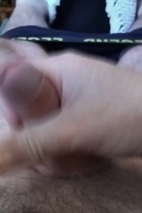 Old Man Lies on the Couch and Jerks off His Big Cock He Loves This