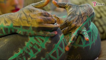 Tattooed ANAL queen in white lingerie and high heels masturbating