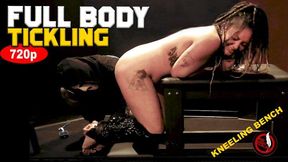 Sasha Restrained and Tickled on the Kneeling Bench, Tickle Domination for Barefoot Helpless Ticklish Girl Laughing | 720p