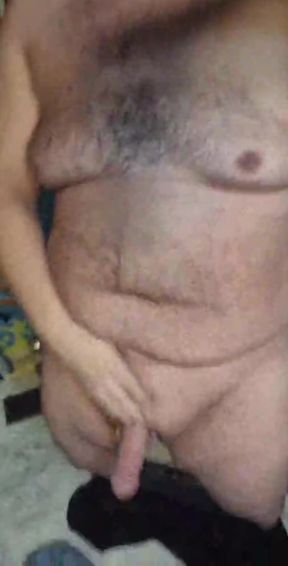 Step-dad amateur shows off his big cock