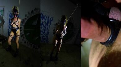Tied up goth slut begs to be used raw in abandoned building POV
