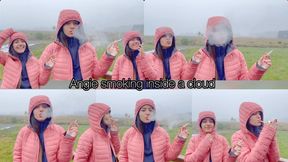 Angie smoking inside a cloud