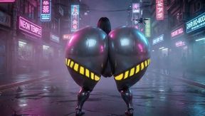 sexy curvy robot pleasing her master