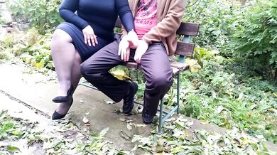 Sexy curvy mother-in-law helped me cum in a public park