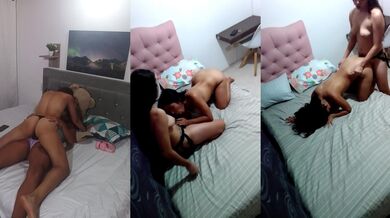 Lesbians scissor shaved pussies dripping wet in homemade teen latina fun