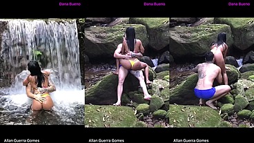 Em um passeio ao meio da floresta com rios e cachoeiras Dana Bueno e o lutador de MMA Allan Guerra Gomes tem momentos de puro prazer sexo e carinho ( Completo no X vídeos Red)