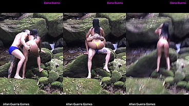 Em um passeio ao meio da floresta com rios e cachoeiras Dana Bueno e o lutador de MMA Allan Guerra Gomes tem momentos de puro prazer sexo e carinho ( Completo no X vídeos Red)