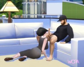 Hot secretary sucking boss on mansion roof - wopa