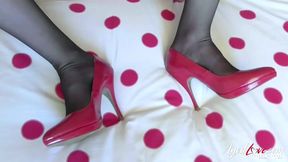 Pandora has fun in front of the group of men