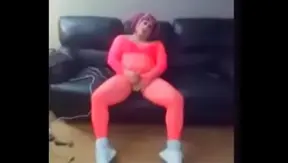 Sissy Crossdresser Strokes in Seductive Pink Fishnet Bodystocking