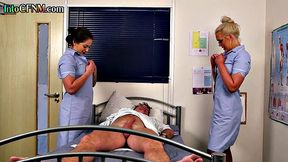 Stunning CFNM babes cocksucking a patient