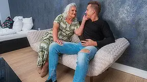 Horny grandma sucks her toyboy's cock and gets fucked hard