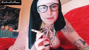 Tattooed Nun Smokes a Cigarette for You