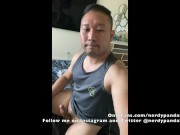 Nerdy Asian Guy Sampling Precum