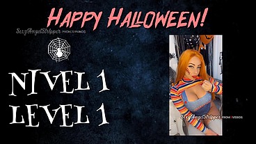 HORROR PORN Sexy Latina Chucky cosplay teasing and fucking for the COCK HERO JERK OFF GAME ass fingering ANAL and dildo riding CAN YOU WIN IN THIS GAME??