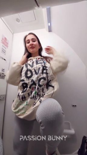 Risky flight adventure with kinky masturbation in plane by PassionBunny