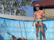The wife hired a pool cleaner, and the husband could not resist and fucked him right there