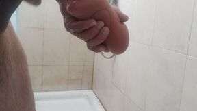 Hard and nice dick gets horny while showering