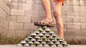 Crushing 36 Tuna Cans with Crocs