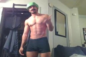 beautiful straight Hunk Disguised As Luigi Shows Off And Plays With A Fleshlight
