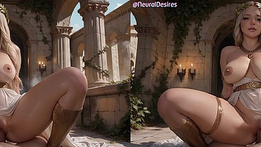 Golden Nymph of the Roman Baths (Side-By-Side VR) ~ AI-Generated
