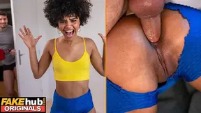 Ebony babe prank fucked in hardcore interracial anal scene