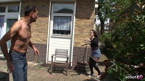 MILF Leona Queen with Hairy Pussy Fucked Outdoors by Neighbors