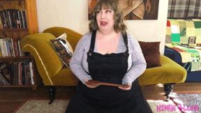 Waiting for my Punishment - BBW Nimue Allen submissive wife paddle kneeling - MP4