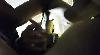 Cuffed whore gets white girl fat ass face fucked while handcuffed submissive slut drools over big dick