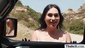 Asian TS Ember Fiera hitches a ride and gets naughty