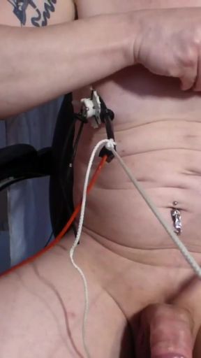 Stunning moment from "E-Stim tits nipples and needles masturb cum on cam01"