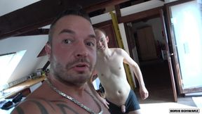 Three Cumshots - Surprise Blowbang for Slutty Girl Lina