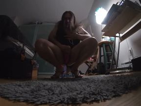 Older CD whore is such a sissy playing indoors ith her crossdressing shecock !